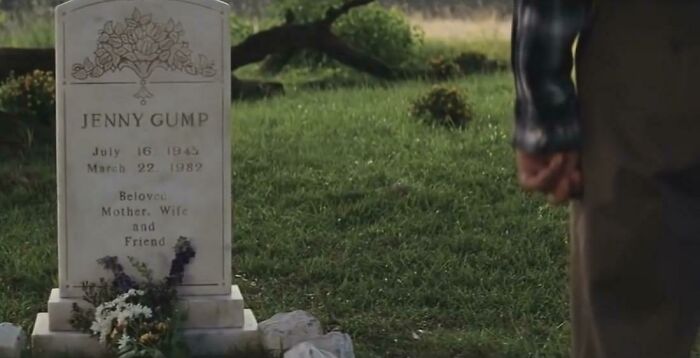 movie mistakes - forrest gump jenny death - Jenny Gump Beloved Mother. Wife and Friend
