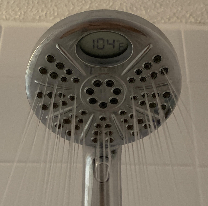 “My showerhead shows you how hot the water is.”