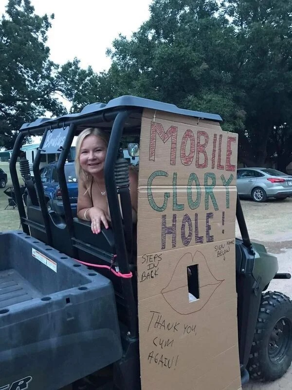 thirsty thursday memes - windshield - Brutus Mobile Glory Hole! 1 Steps In Back Thank You, Again! Sign He Below A