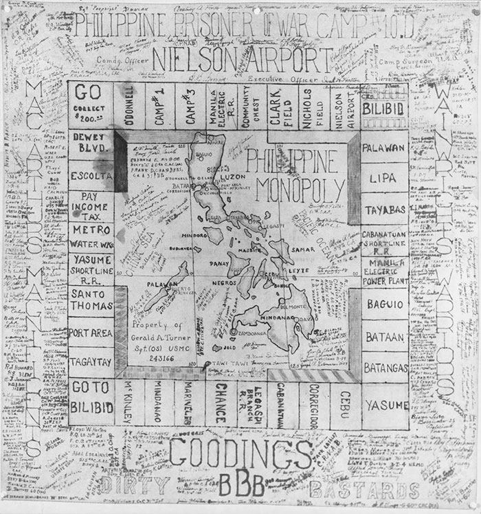 Monopoly board created by POWs held captive in the Philippines by the Japanese during WWII