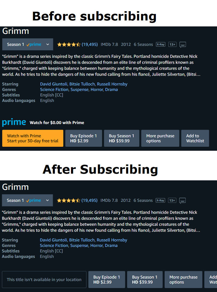 Amazon Prime Video Doesn't Tell You If A Show Is Unavailable In Your Country Until After You Subscribe To Amazon Prime