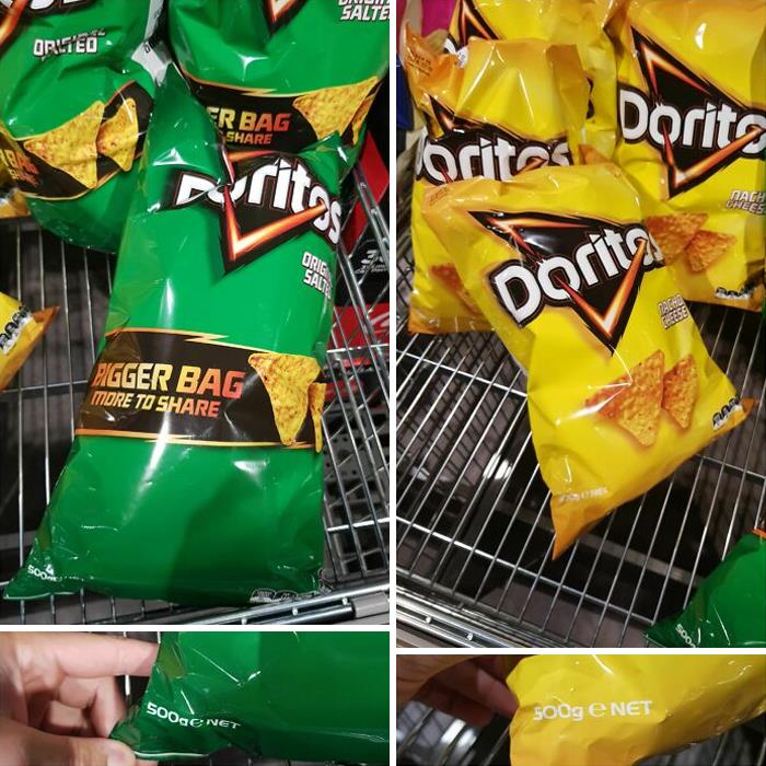 Both Weigh 500g But The Green One Is In A 30% "Bigger Bag More To Share"