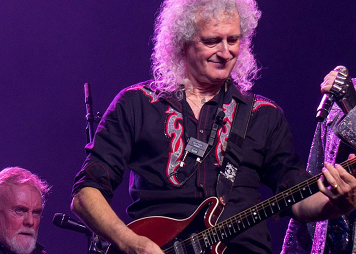 Queen guitarist Brian May uses banjo strings on his electric guitars. Banjo strings are much lighter (thinner) and can bend much easier, making that signature Queen sound.