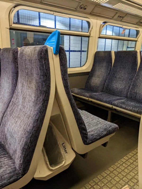 “This train uses the space between seats for garbage.”