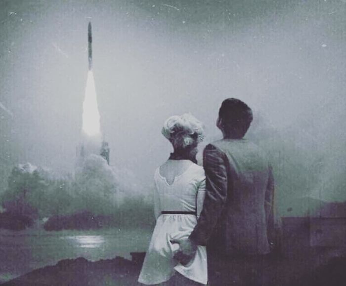 historical pictures - Couple Viewing The Apollo 8 Spacecraft Launch, 1968