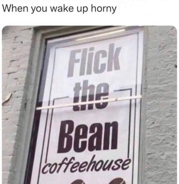 funny memes - netbeans - When you wake up horny Flick the Bean coffeehouse