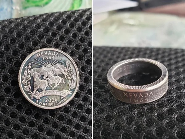 “A ring i made out of a silver Nevada quarter.”