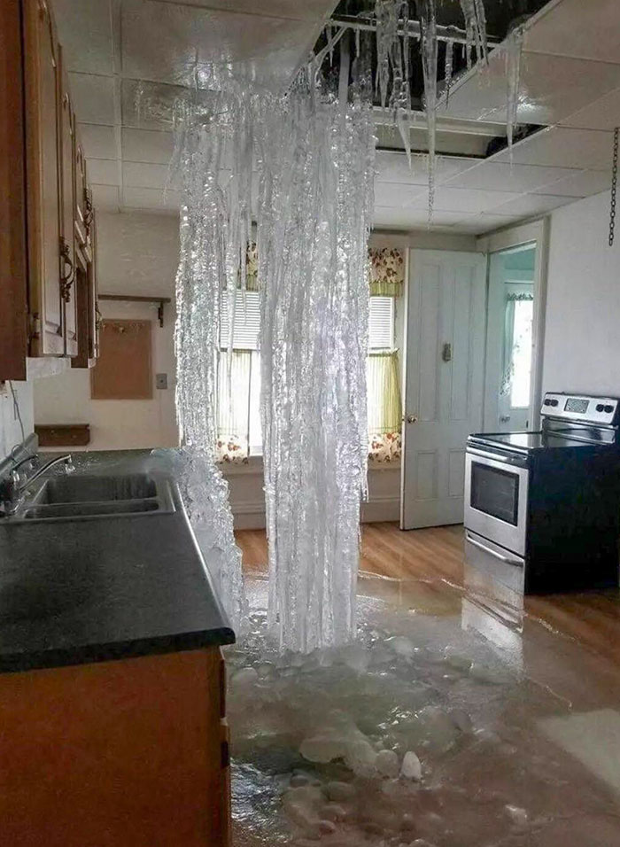 craze weather pics - frozen water in kitchen