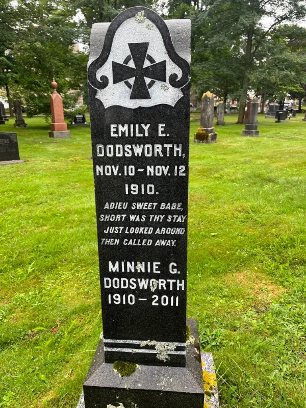awesome finds - cool things people found - mamayev kurgan - Ins Emily E. Dodsworth, Nov. 10Nov. 12 1910. Adieu Sweet Babe, Short Was Thy Stay Just Looked Around Then Called Away. Minnie G. Dodsworth 19102011