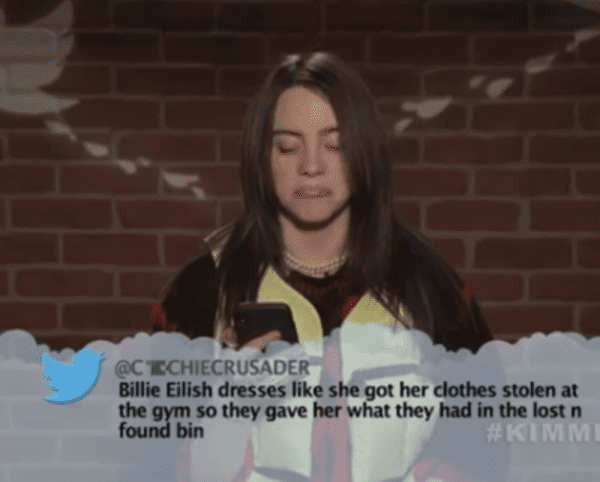 savage insults - billie eilish tweets - Billie Eilish dresses she got her clothes stolen at the gym so they gave her what they had in the lost n found bin