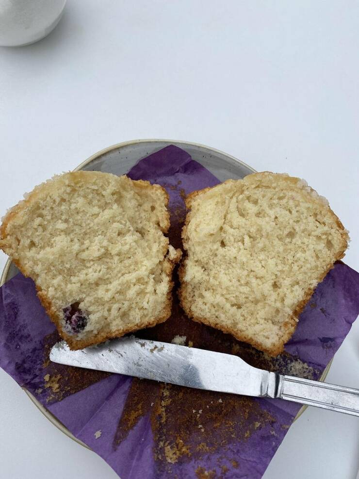 "This “blueberry” muffin I just ordered"