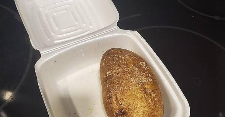 "I ordered a loaded baked potato, paid almost $5 for this."