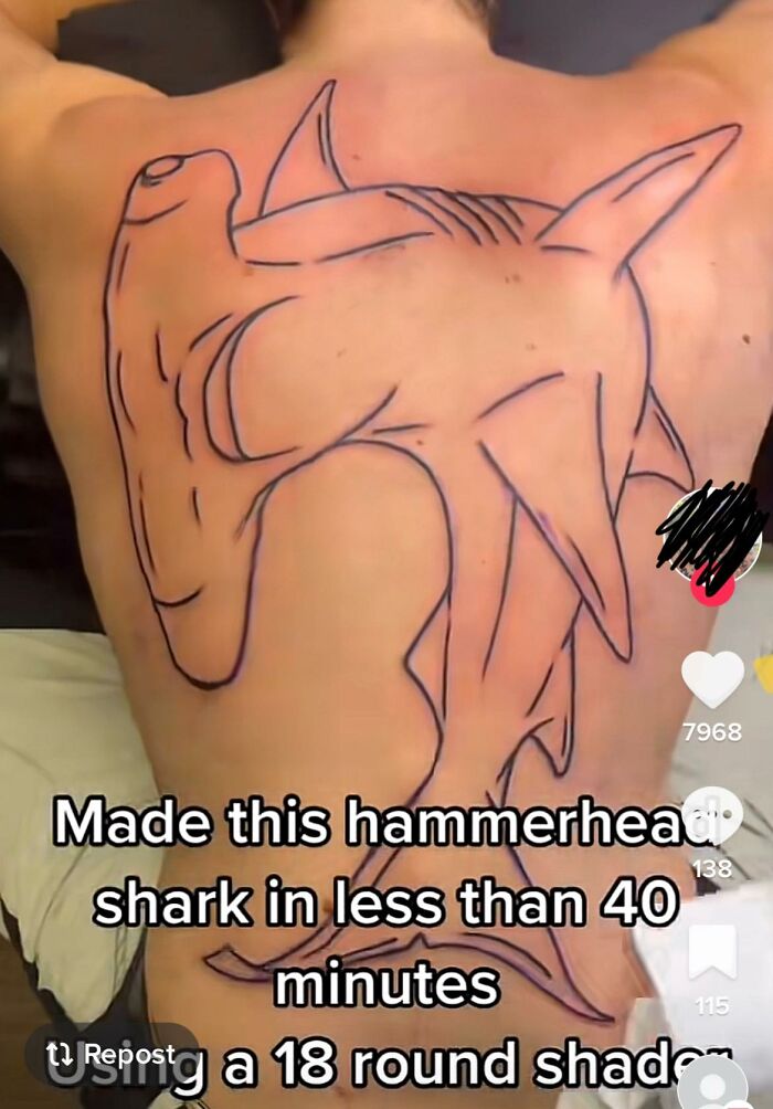 Bad Tattoos - Made this hammerhea shark in less than 40 minutes