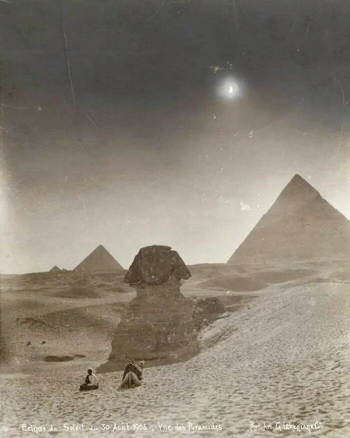 View Of The Pyramids During A Solar Eclipse, August 30, 1905. Photo: Gabriel Lekegian