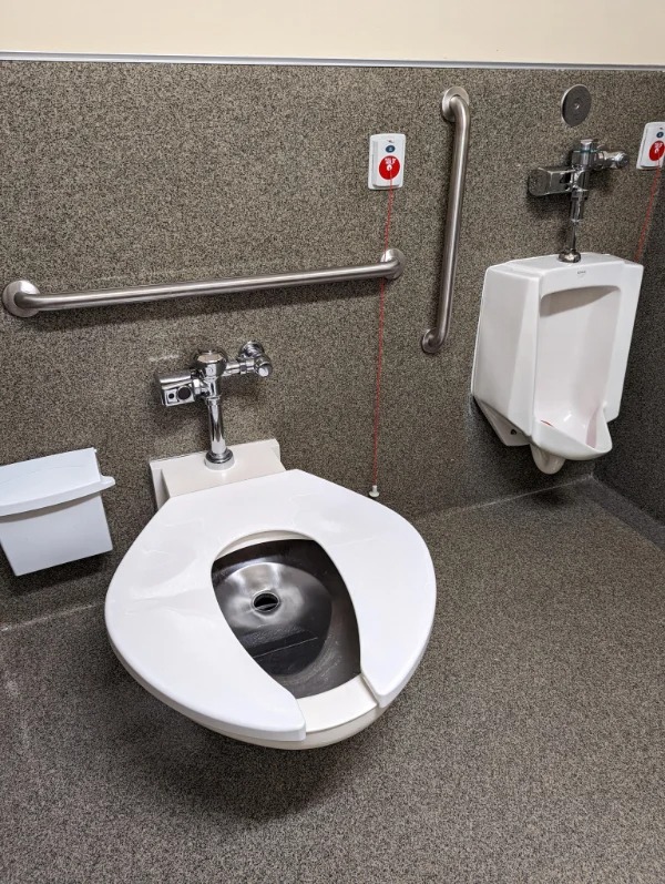 “This big ass toilet at the hospital, normal size urinal for scale.”