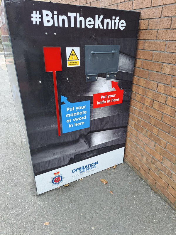 The knife amnesty boxes in my town (UK) for people to drop off their weapons