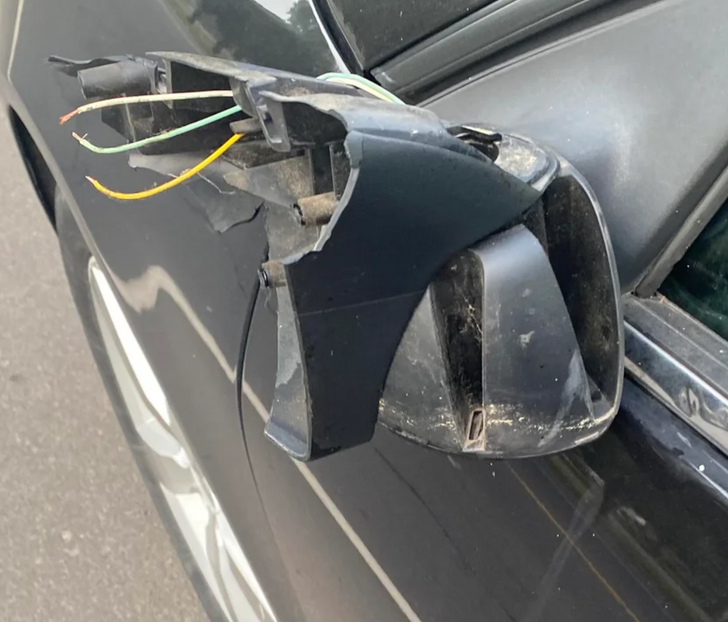 “Parked on the side of the street for less than 2 minutes, and an intoxicated driver took my mirror out at 7:35 a.m.”