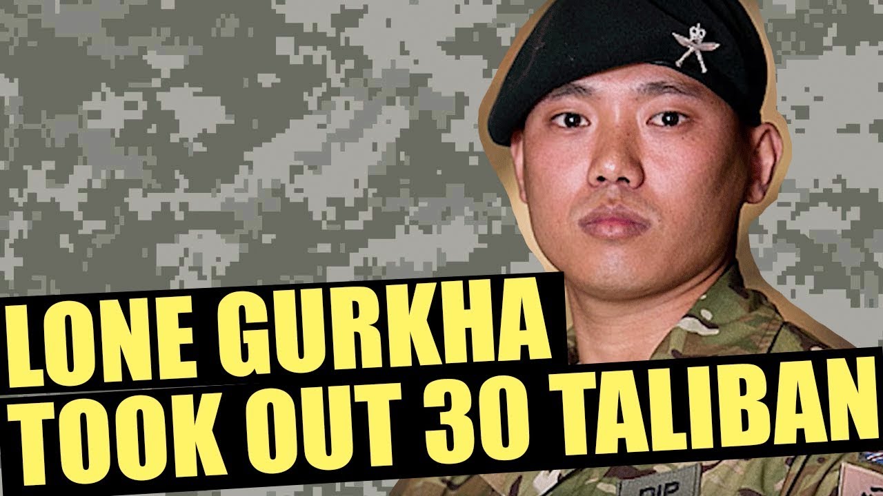 Sergeant Dipprasad Pun, a Gurkha soldier who single-handedly held his post against dozens of oncoming Taliban; after firing 250 machine gun rounds, 180 SA80 rounds, throwing 12 grenades and one claymore mine, 30 Taliban lay dead around him.
“As Pun defended his position, one Taliban fighter climbed the side of the tower adjacent to the guard house, hopped on to the roof and rushed him. Pun turned to take the fighter out, but his weapon misfired. Pun grabbed the tripod of his machine gun and tossed it at the Taliban’s face, which knocked the enemy fighter off of the roof of the building. Pun continued to fight off the assault until reinforcements arrived. When it was all said and done, 30 Taliban lay dead.

“‘At that time I wasn’t worried, there wasn’t any choice but to fight. The Taliban were all around the checkpoint, I was alone,’ he told the crowd gathered at the ceremony. ‘I had so many of them around me that I thought I was definitely going to die so I thought I’d kill as many of them as I could before they killed me.’

“In all, he fired off 250 machine gun rounds, 180 SA80 rounds, threw six phosphorous grenades and six normal grenades, and one claymore mine.”