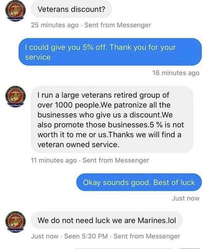 Beggars deciding to be choosers - web page -hank you for your service  I run a large veterans retired group of over 1000 people.We patronize