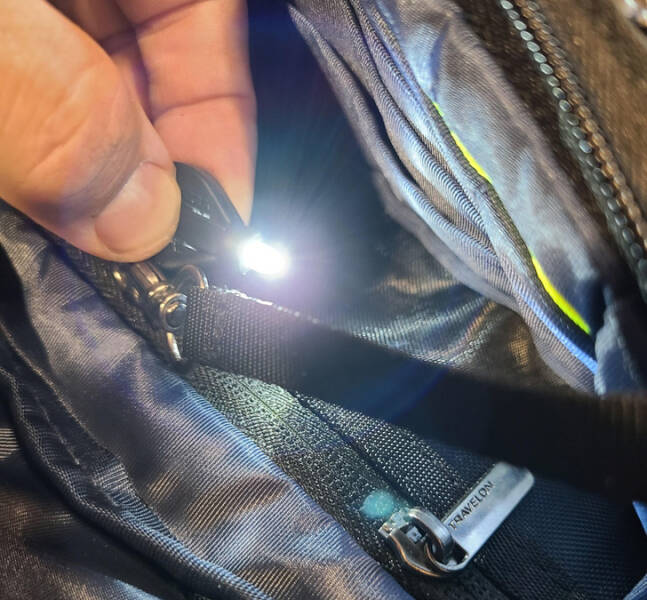 “The new fanny pack I bought has a little LED attached to the inside to help you find stuff in it in the dark.”