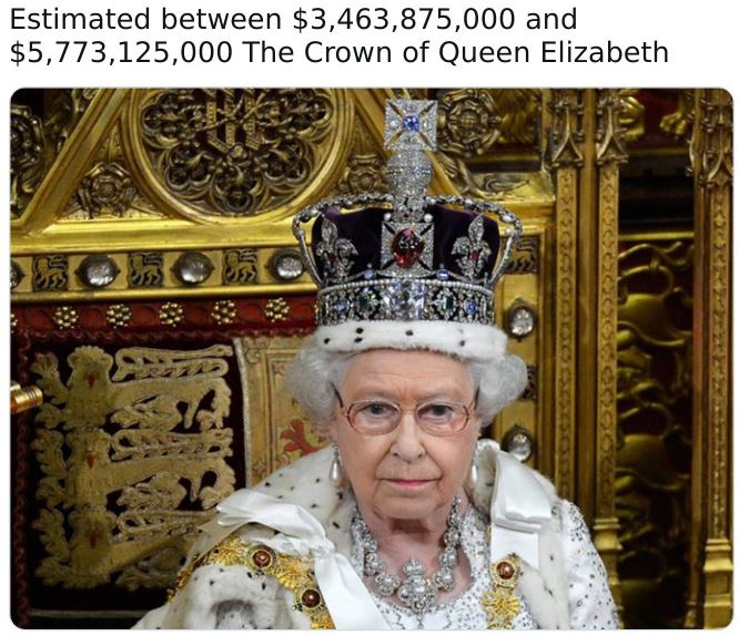 queen elizabeth - Estimated between $3,463,875,000 and $5,773,125,000 The Crown of Queen Elizabeth Holoko 44X3