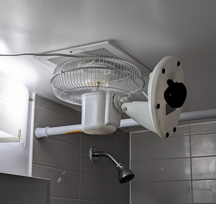 “Our apartment didn’t include a bathroom fan, so I made my own.”