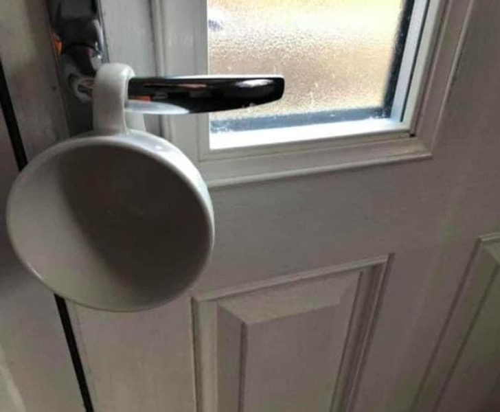 “Put a mug on your doorknob so you can hear it if someone tries to break in this holiday season.”