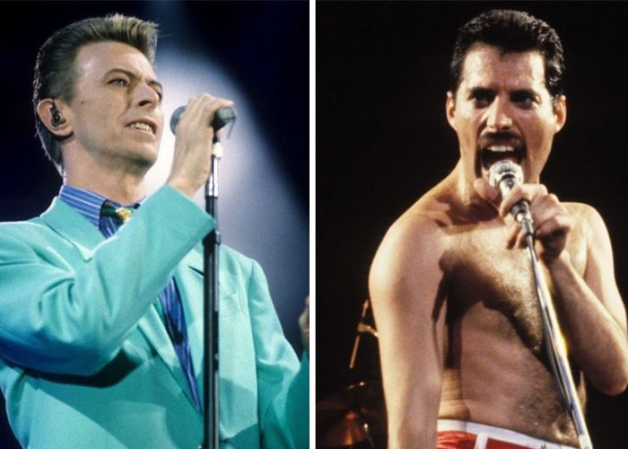 Freddie Mercury’s introductory scatting vocal on "Under Pressure" was improvised during an experiment suggested by David Bowie, as Brian May recalls it: "David said, 'Okay, let’s each of us go in the vocal booth and sing how we think the melody should go and we’ll compile a vocal out of that.'"