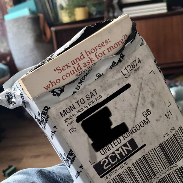 "My partner ordered a book. The packaging was ripped and this was all I saw."