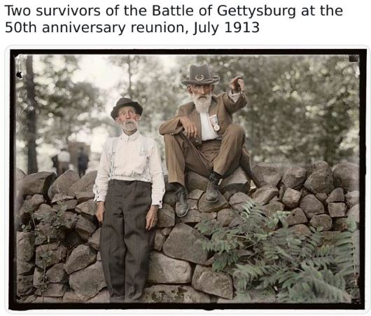 Fascinating historical pics - 1913 gettysburg reunion - Two survivors of the Battle of Gettysburg at the 50th anniversary reunion,