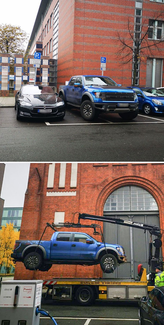 people who got owned by karma - ford raptor parking