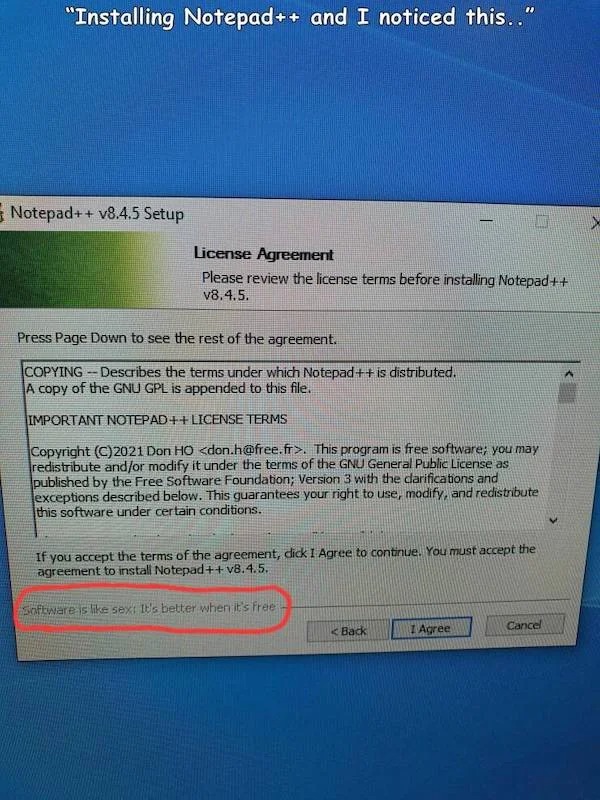 thirsty thursday spicy memes - document - "Installing Notepad and I noticed this.." Notepadv8.4.5 Setup License Agreement Please review the license terms before installing Notepad v8.4.5. Press Page Down to see the rest of the agreement. CopyingDescribes 