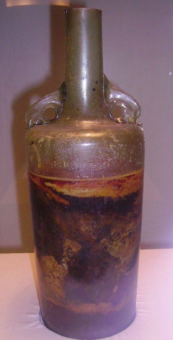 "This is the Speyer wine bottle, the oldest known bottle of wine on Earth:"'