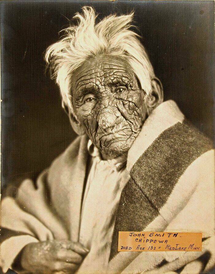 historical photos - oldest native american - John Smith Chippewa Died Age 132 Redlake Minn.