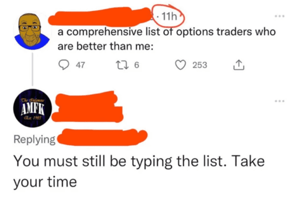 Clever comments - a comprehensive list of options traders who are better than me