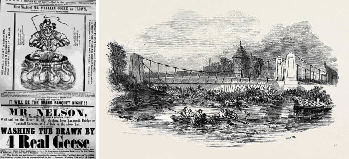 that in 1845 79 people died in a bridge collapse that happened because a large crowd had gathered to watch a clown in a bathtub be pulled up a river by four geese.