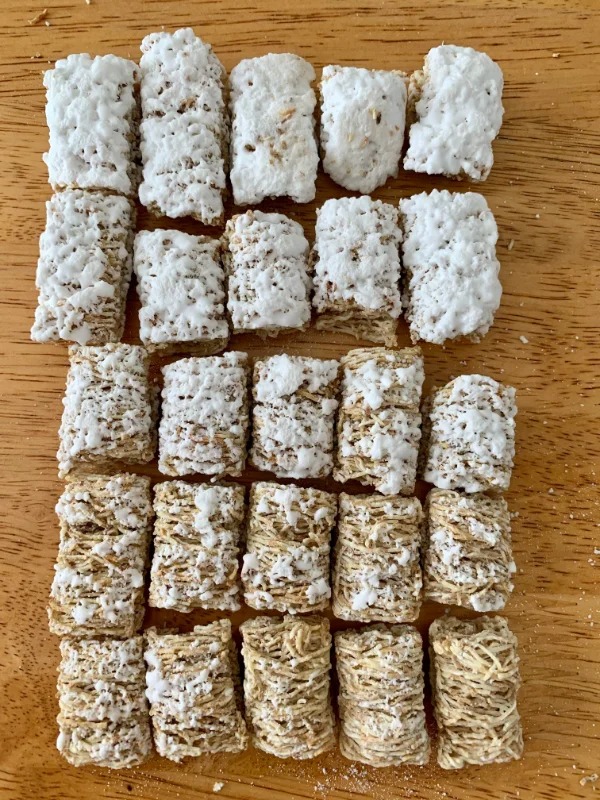 “My bowl of frosted mini wheats, in order of most frosting to least.”