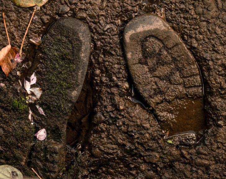 “This pair of shoes I found encased in 100-year-old concrete that’s been eroded over time by a waterfall.”