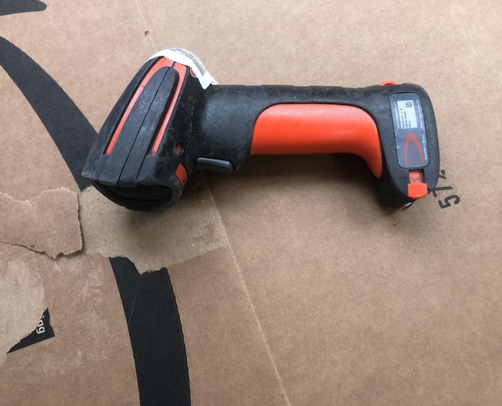 “An Amazon warehouse barcode scanner was accidentally dropped inside the package I just received.”