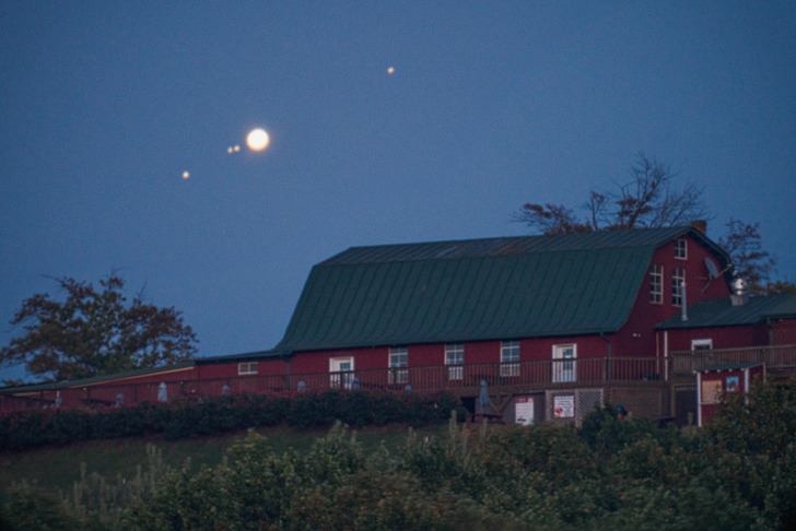 “Jupiter is as close to earth as it’s been in 59 years. I photographed it rising over a barn tonight.”