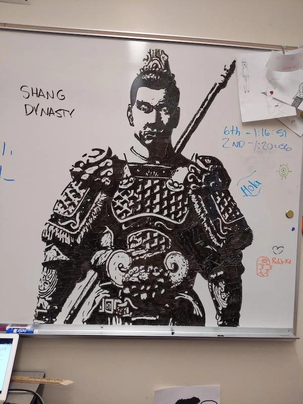 people with impressive talents - teacher drawing on whiteboard - Shang Dynasty Lo Kuitata hay www be 6th 51 2ND06 Hola Relaxd