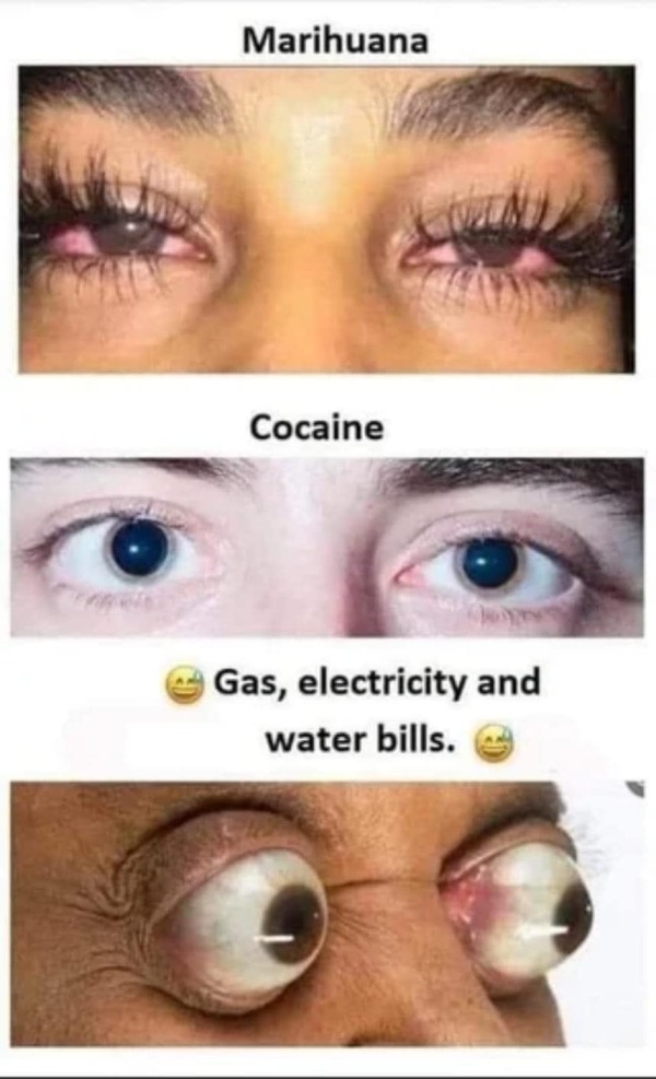 relatable memes - Cannabis - Marihuana Cocaine Gas, electricity and water bills.