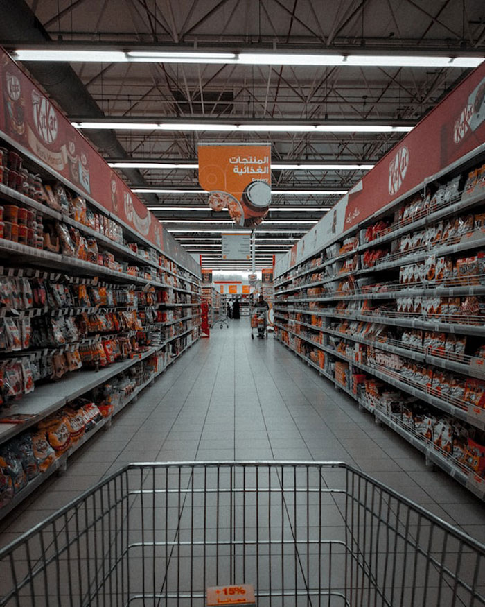 It is very easy to not block the whole aisle with your cart at the grocery store.