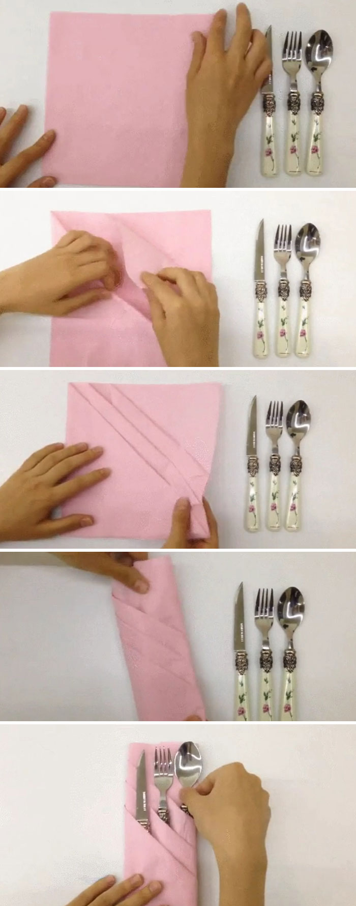 How To Fold A Napkin To Fit Three Pieces Of Silverware