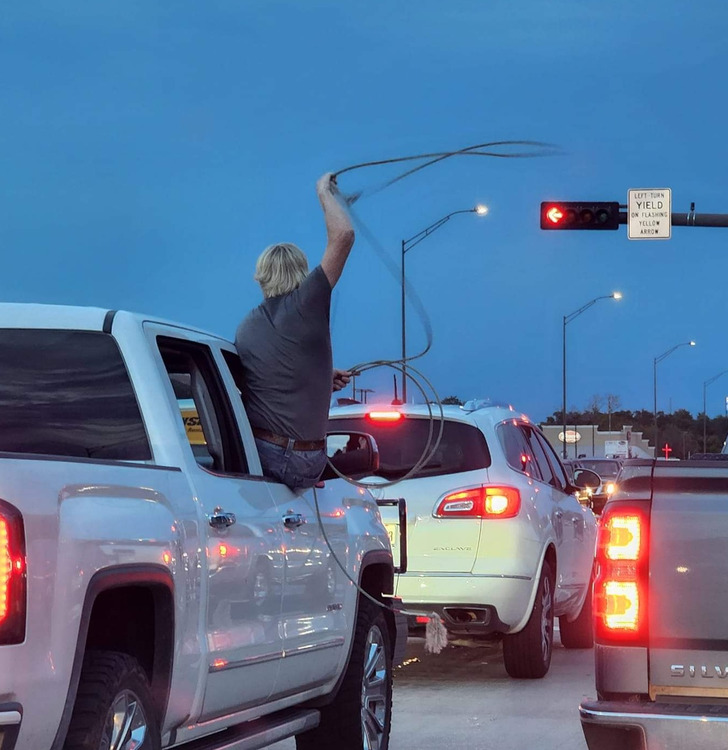 “Someone got cut off in traffic in Texas.”