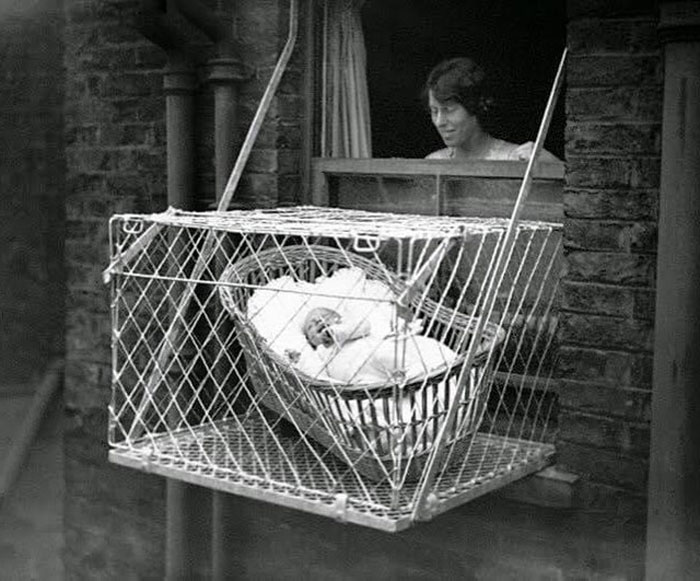 historical photographs - baby cage