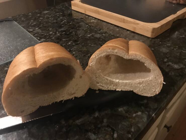 "Bought some clearance sale bread. Now I know why it was on sale."