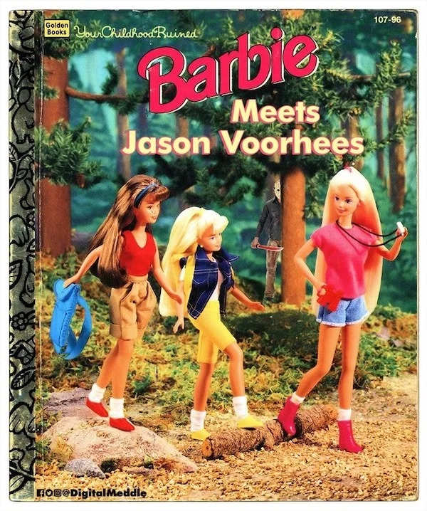 spicy sex memes - barbie camping book - Golden Books Your Childhood Ruined Barbie Meets Jason Voorhees Fo@ 10796