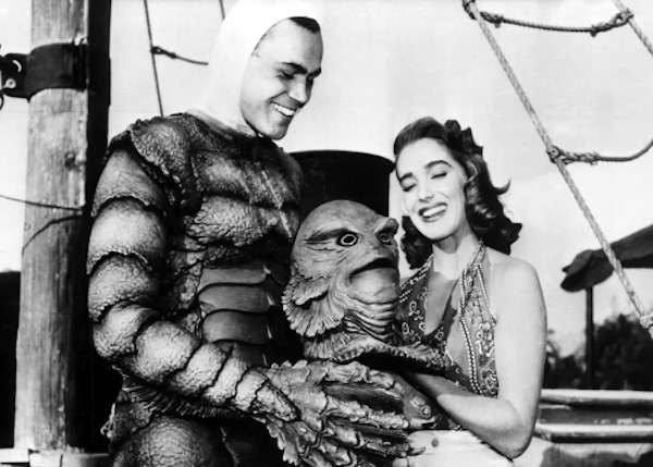 Ben Chapman and Julie Adams enjoying some down time on the set of Creature from the Black Lagoon (1954):