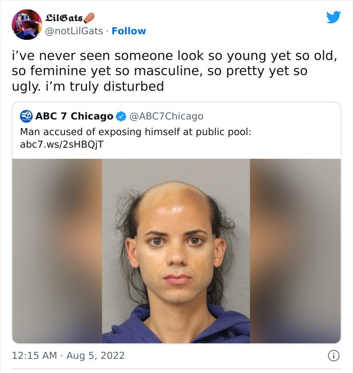 savage roasts - head - LilGats . i've never seen someone look so young yet so old, so feminine yet so masculine, so pretty yet so ugly. i'm truly disturbed Abc 7 Chicago Man accused of exposing himself at public pool abc7.ws2sHBQjT .